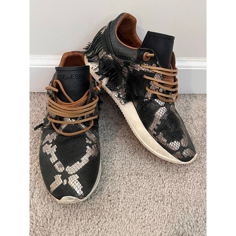 Esseutesse Metallic Python Print Lamb Leather Fri… - image 3